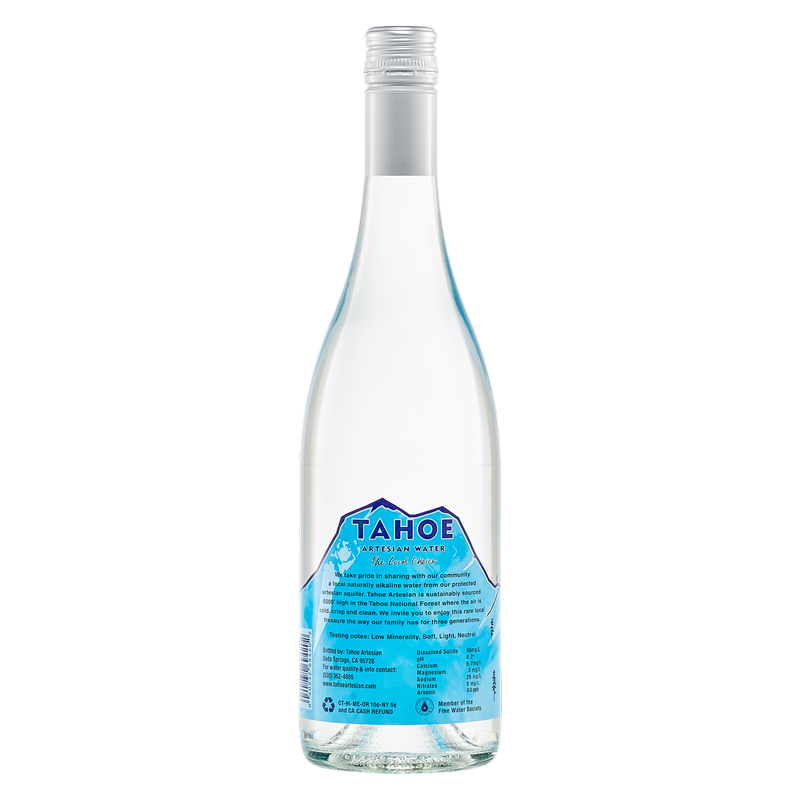 Tahoe Artisan Spring Water 750ml Glass Bottle