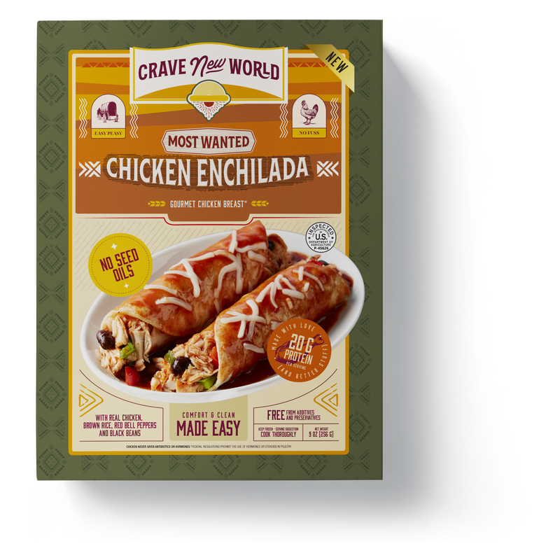 Crave New World Chicken Enchilada Frozen Meal, 9oz. 