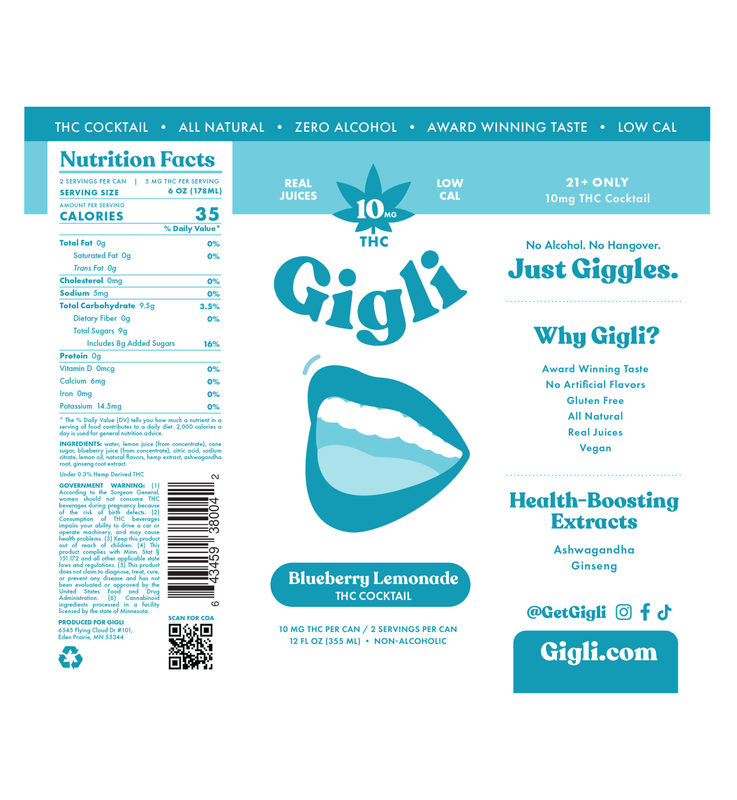 Gigli 10mg THC Blueberry Lemonade 4pk 12oz Can- XL