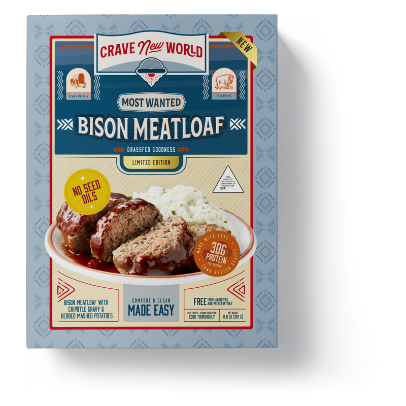 Crave New World Bison Meatloaf and Herbed Mashed Potatoes Frozen Meal, 11oz. 