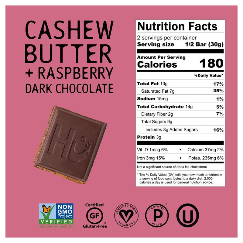 Hu Dark Chocolate Cashew Butter and Raspberry Bar 2.1oz