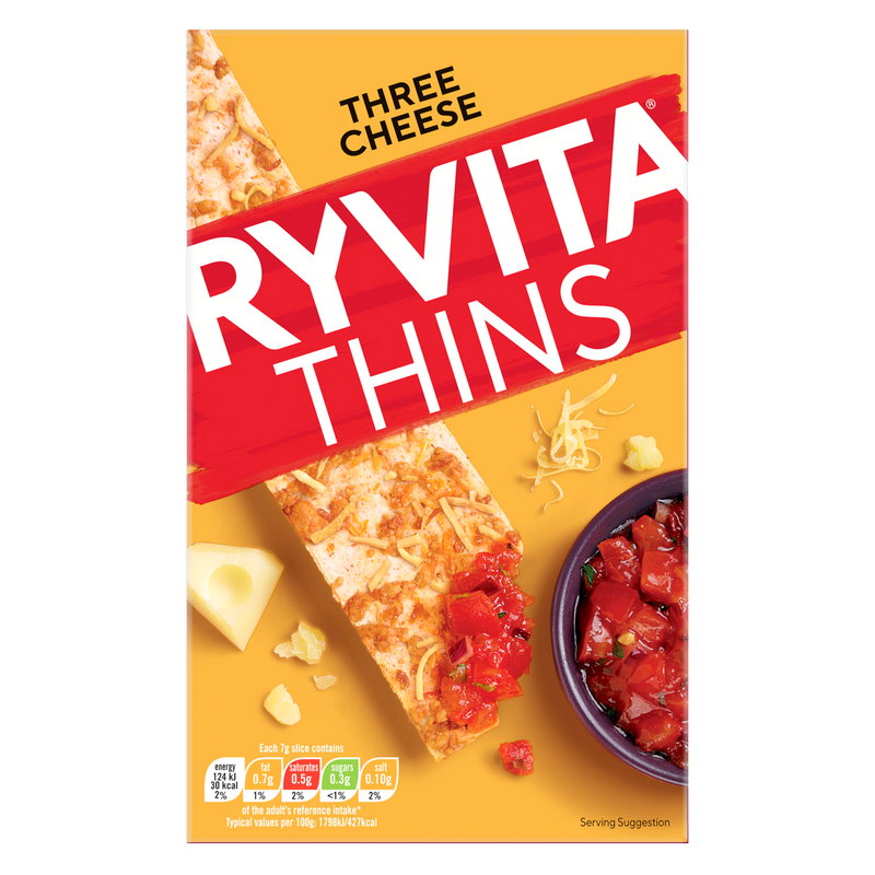 Ryvita Three Cheese Thins, 125g