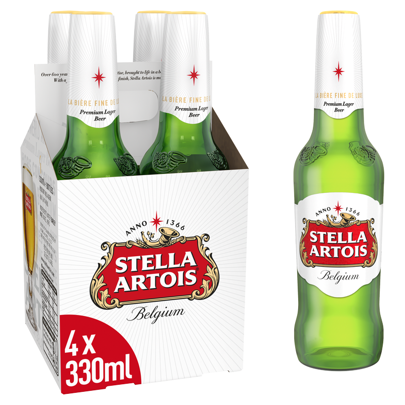 Stella Artois Belgium Premium Lager, 4 x 330ml