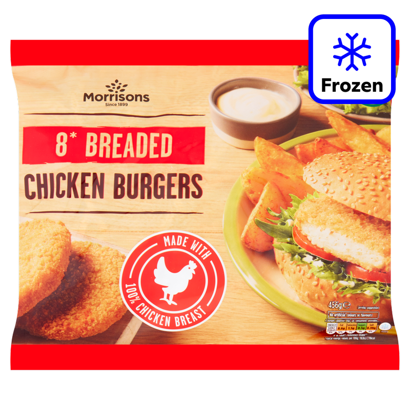 Morrisons 8 Chicken Burgers, 456g