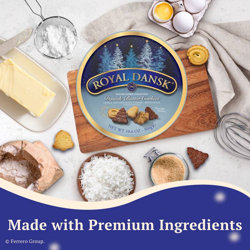 Royal Dansk Danish Butter Cookies, Winter Cookie Collection, Holiday Limited Edition Tin, 10.6 oz