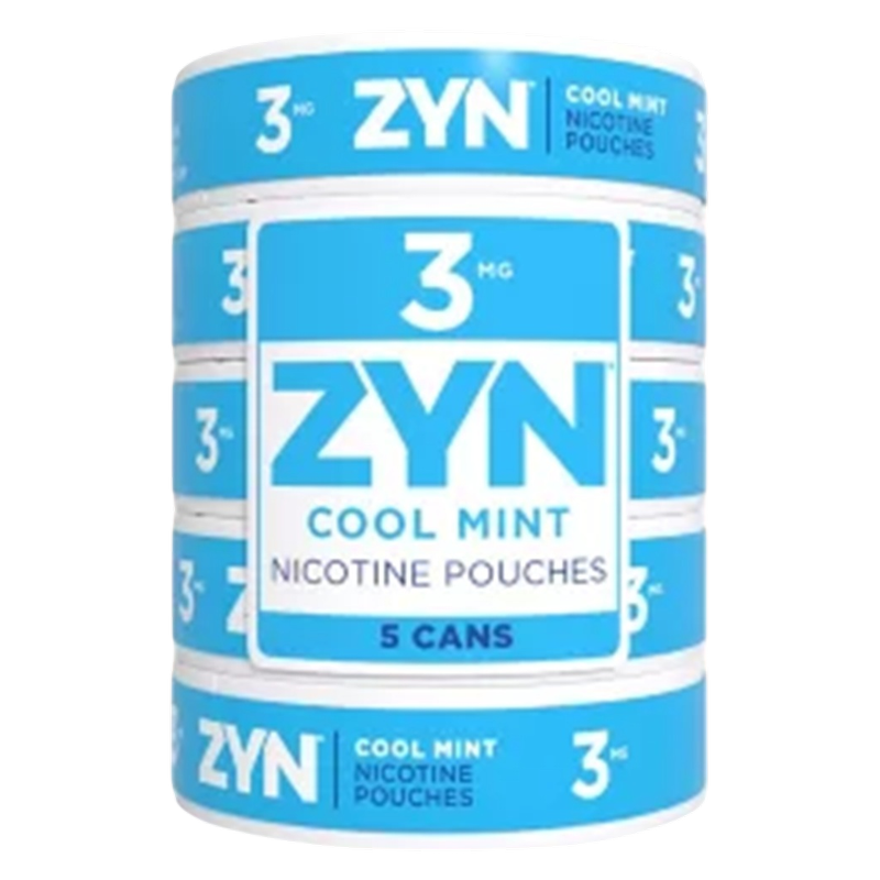 5 Pack ZYN Nicotine Pouches Cool Mint 3mg Tin