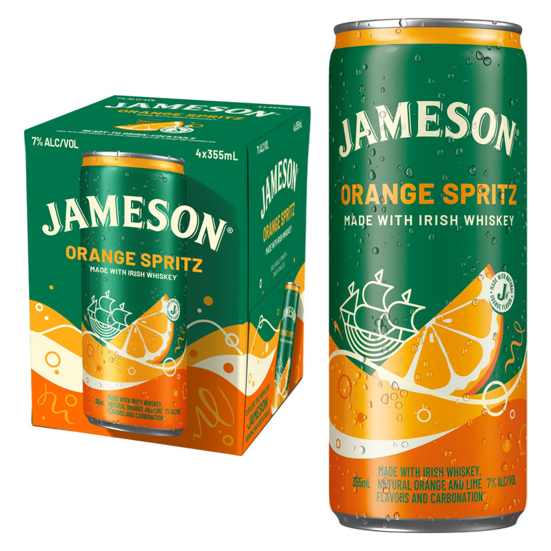 Jameson Orange Spritz Irish Whiskey Cocktail 4pk 12oz Cans 7% ABV