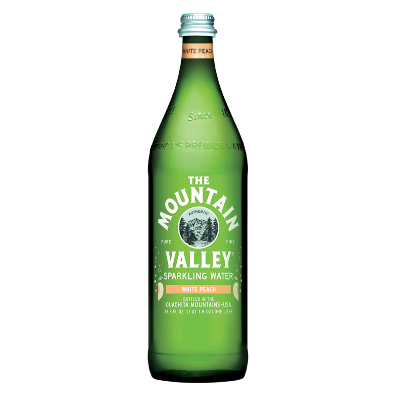 Mountain Valley Sparkling Water Peach 1L Glass Bottle