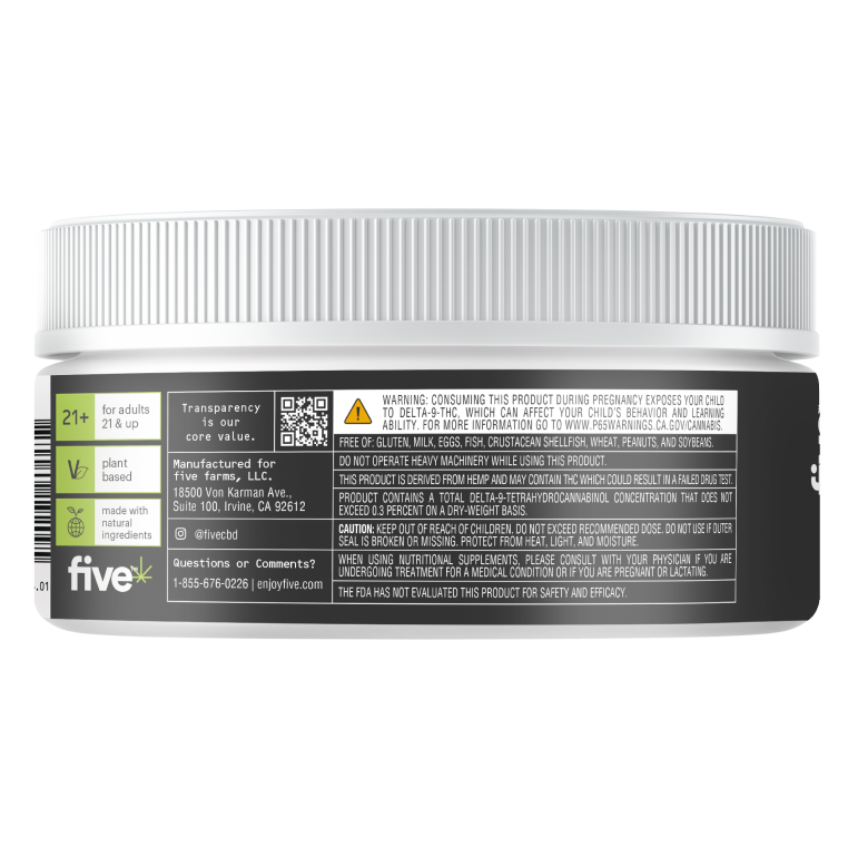 Five High Potency Surge Gummy, Sour Blue Razz, Sativa, 10mgCBD, 10mgTHC, 2mgCBC, 20ct
