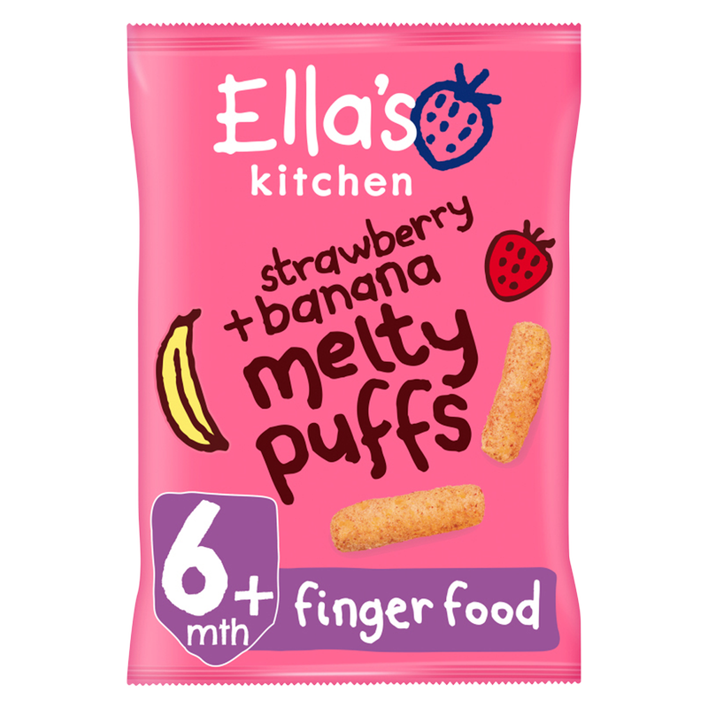 Ella's Kitchen Organic Strawberry & Banana Melty Puffs, 20g