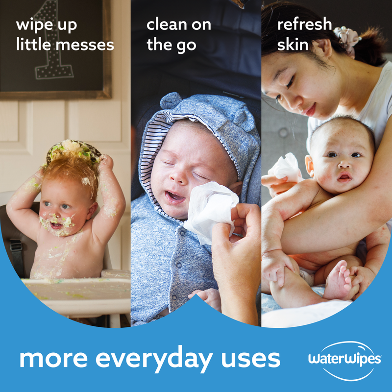 WaterWipes Original 99.9% Water Based Baby Wipes, Unscented for Sensitive Skin,  60 Count (1 Pack)