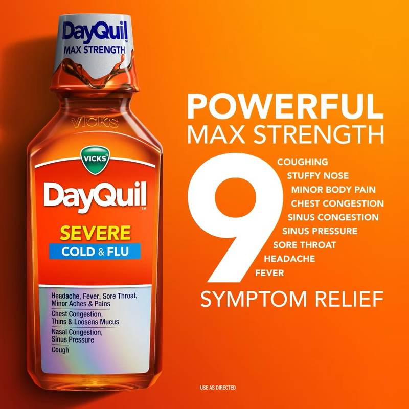 Vicks DayQuil SEVERE Cold & Flu, Over-the-Counter Medicine, 12 Oz