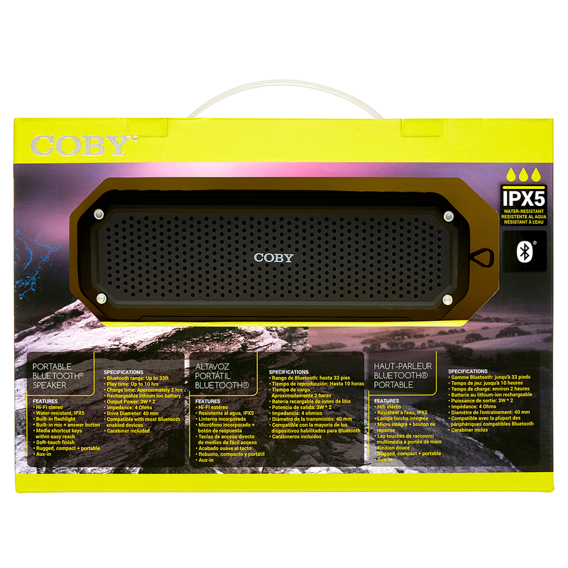 Coby Rugged Gear IPX5 Water Resistant Bluetooth Speaker