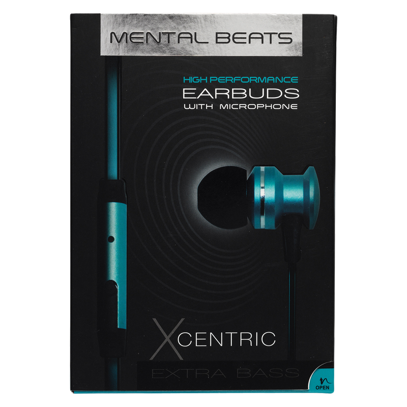 Mental Beats High Performance Turquoise Earbuds