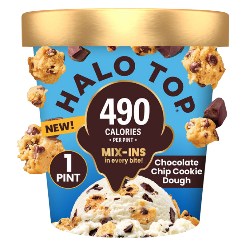Halo Top Mix Ins Chocolate Chip Cookie Dough Light Pint, 16oz