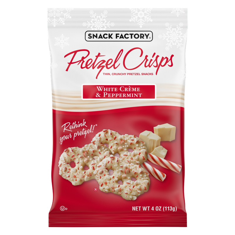 Snack Factory Pretzel Crisps Holiday Peppermint and White Chocolate Covered Pretzels 4oz