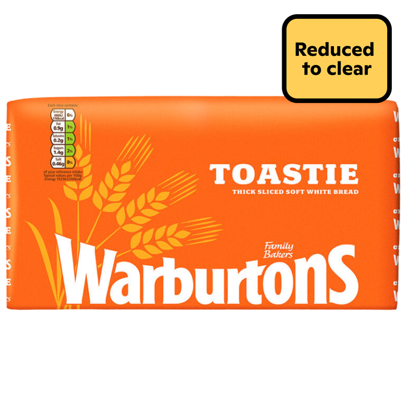Reduced - Warburtons Toastie White, 800g