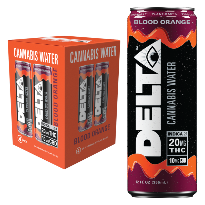 Delta 20mg THC Blood Orange Cannabis Water 4pk 12oz Can