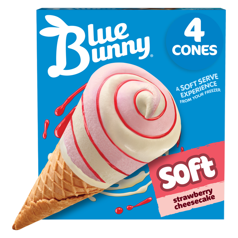 Blue Bunny Strawberry Cheesecake Soft Twist Cones 4ct