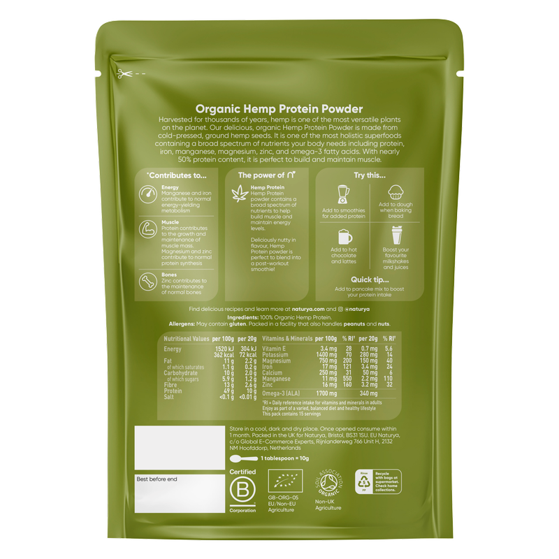 Naturya Organic Hemp Protein Powder, 300g