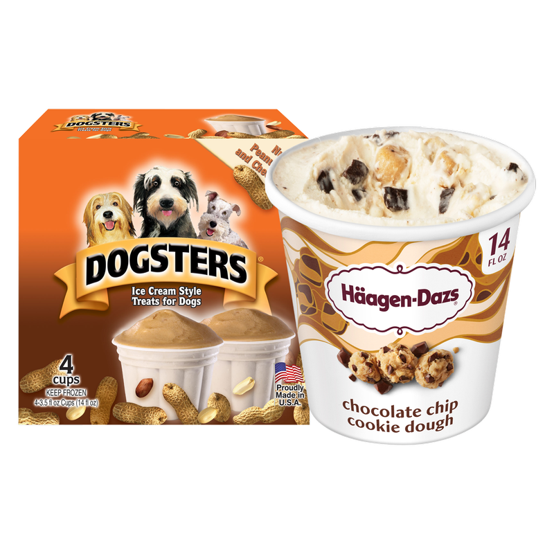 Haagen-Dazs Chocolate Chip Cookie Dough Ice Cream Pint/Dogsters Pet Ice Cream Bundle