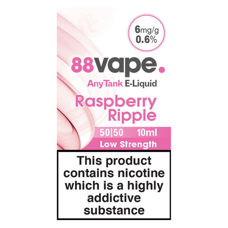 88vape AnyTank E-Liquid Raspberry Ripple 6mg/ml, 10ml