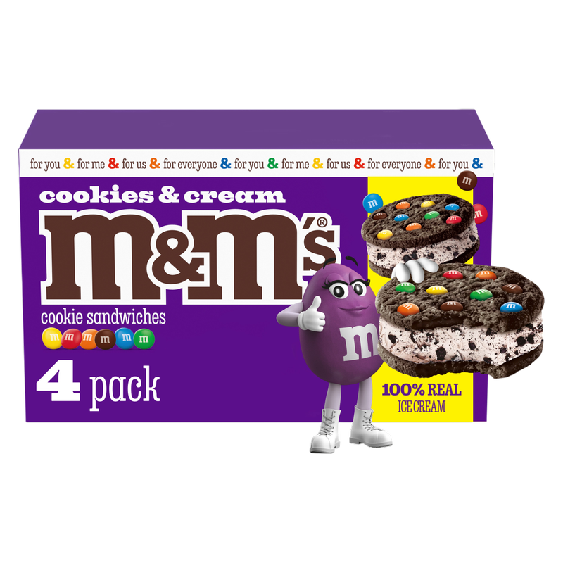 M&M'S Cookies and Cream Ice Cream Cookie Sandwiches, 4 Pack