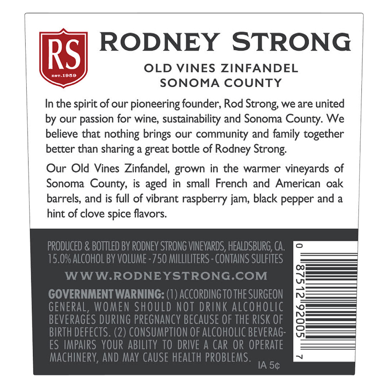 Rodney Strong Est Vineyards Zinfandel 750ml