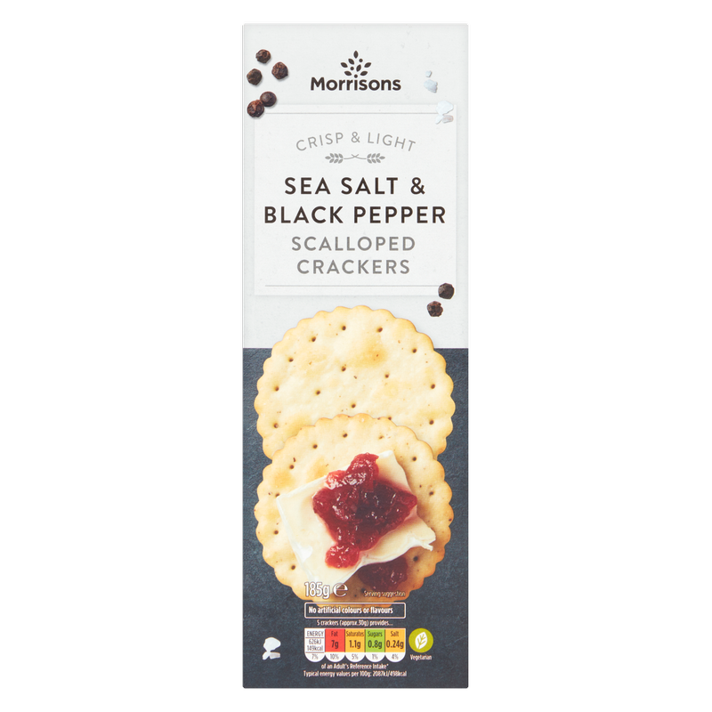 Morrisons Sea Salt & Black Pepper Scalloped Crackers, 185g