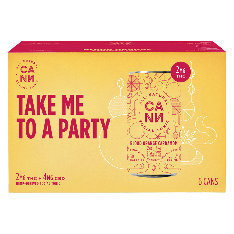 Cann Blood Orange Cardamom 2mg THC 4mg CBD Seltzer 6pk 8oz Can