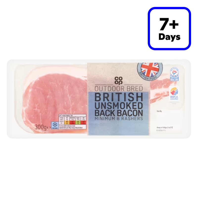Co-op Unsmoked Rindless Back Bacon, 300g