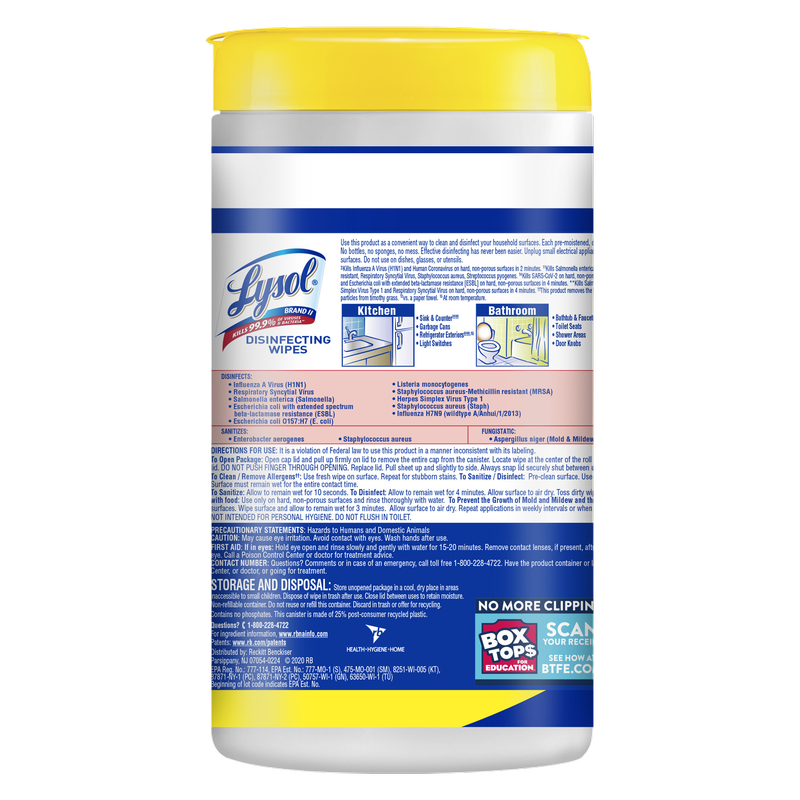 Lysol Lemon and Lime Blossom Disinfecting Wipes 80ct