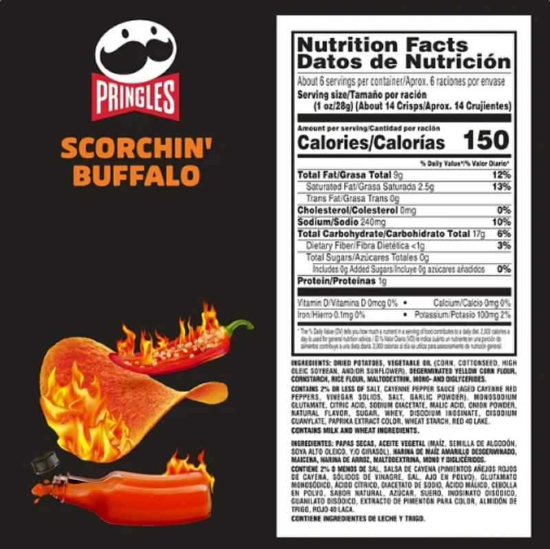 Pringles Scorchin' Buffalo Potato Crisps, 5.6oz