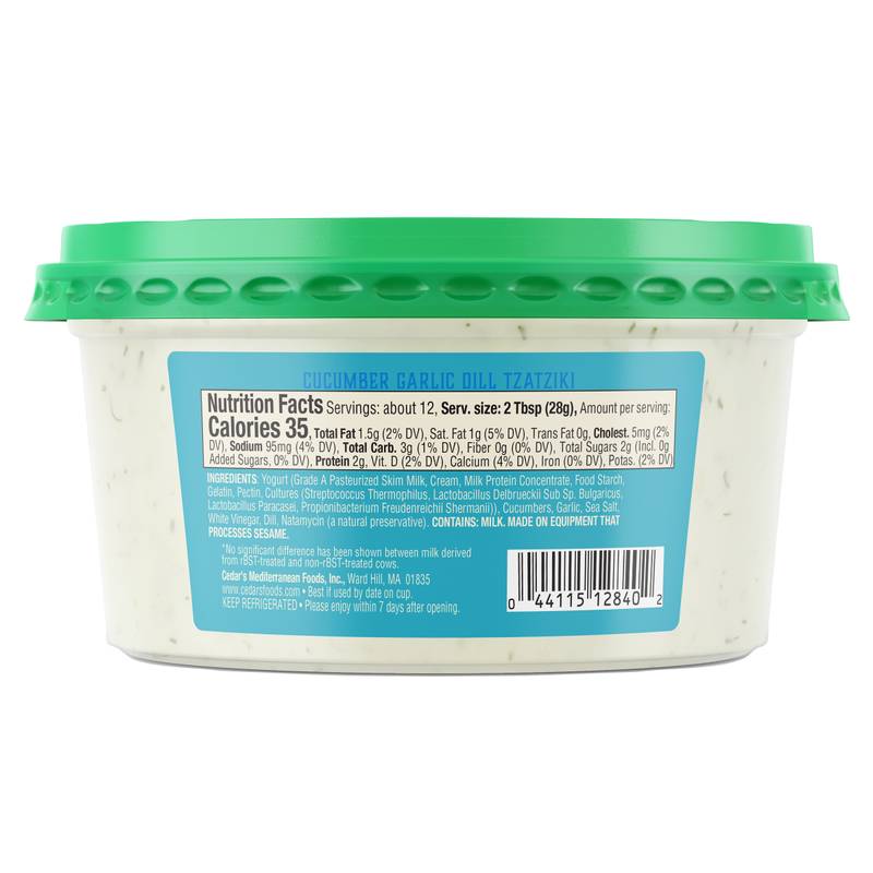 Tzatziki Cedar's de pepino, ajo y eneldo 12 oz