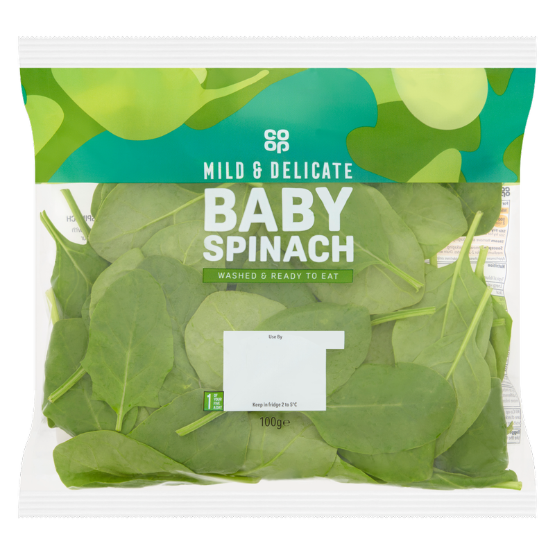 Co-op Washed And Ready To Eat Spinach Salad, 100g