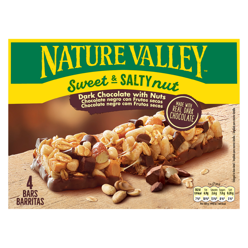 Nature Valley Sweet & Salty Nut Dark Chocolate with Nuts Bars, 4 x 30g