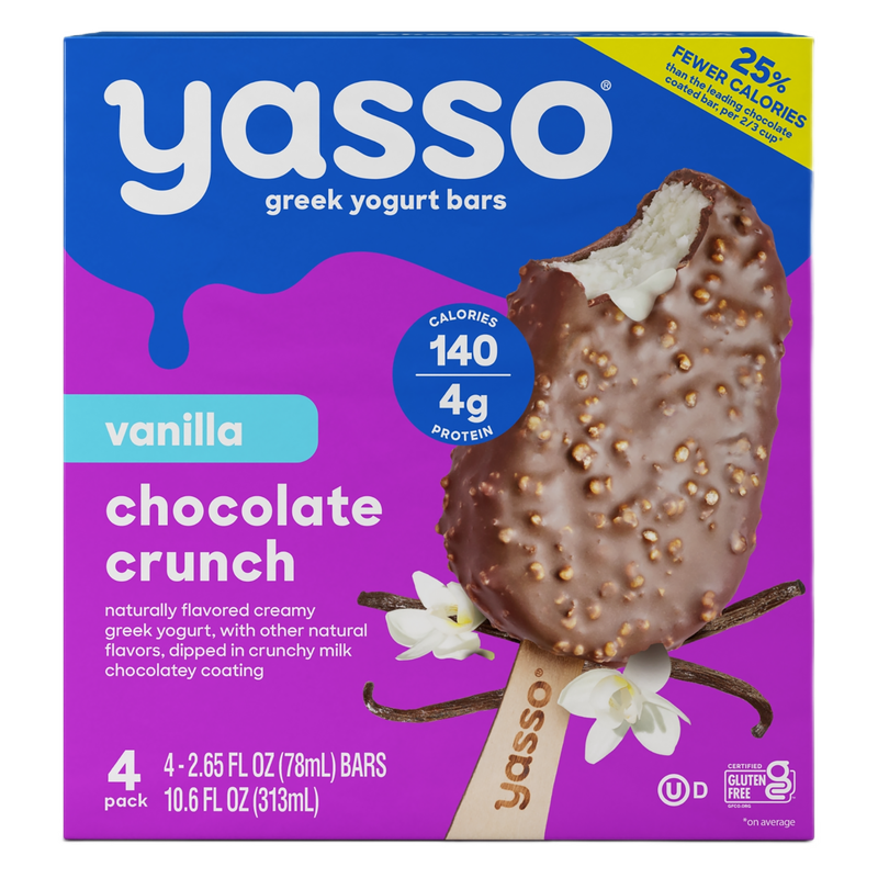 Yasso Vanilla Chocolate Crunch Bars, 4pk