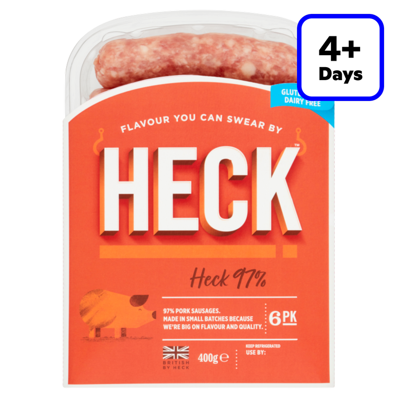 Heck 6 Sausages 97% Pork, 400g