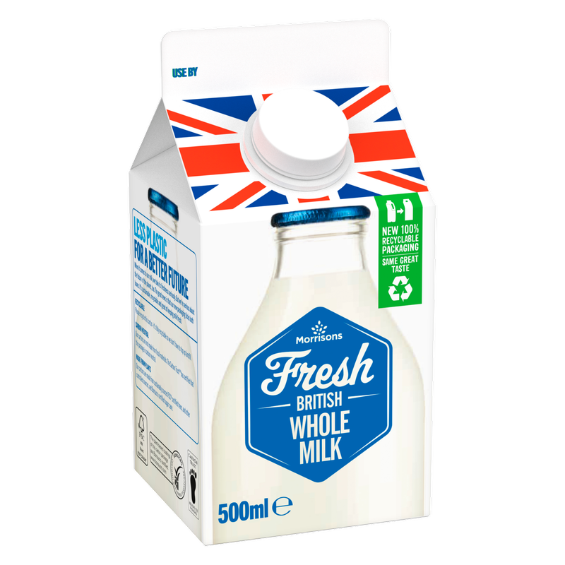 Morrisons Fresh British Whole Milk, 500ml