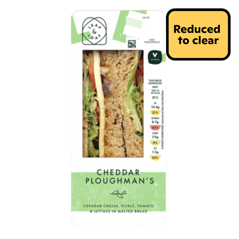 Reduced - Leaf & Loaf Cheddar Ploughman's Sandwich, 1pcs