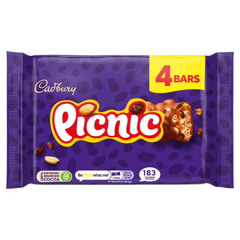 Cadbury Picnic Chocolate Bars, 4 x 38g