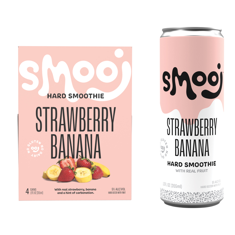 Smooj Strawberry Banana Hard Seltzer Smoothie 4pk 12oz Can 5.0% ABV