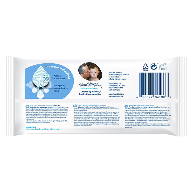 WaterWipes Plastic Free Sensitive Baby Wipes 60ct