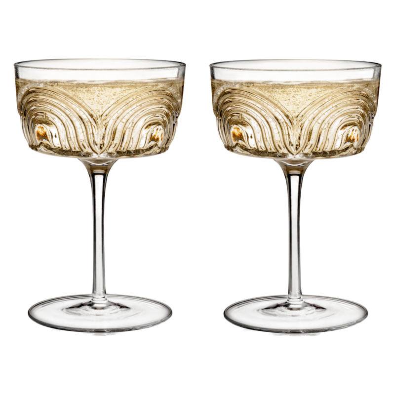 Viski Deco Beau Crystal Coupe Glasses S/2