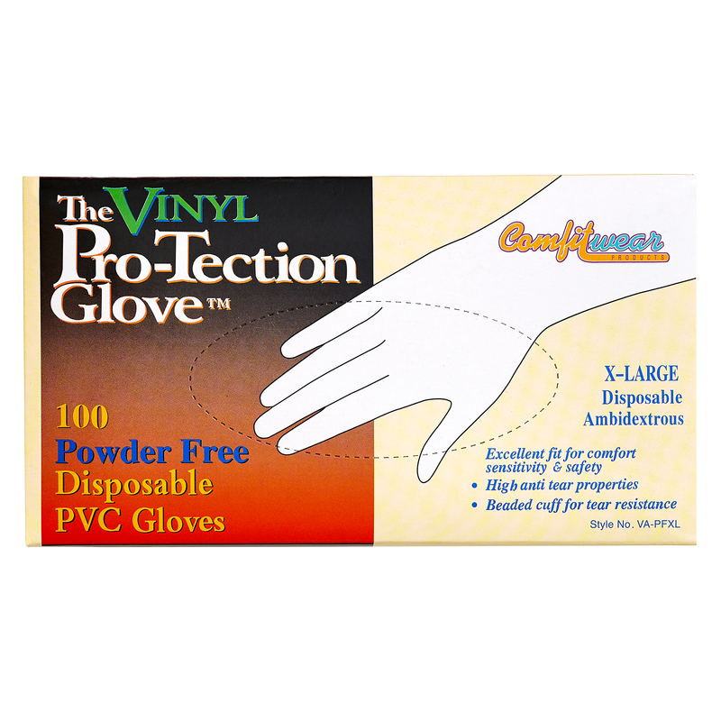Comfitwear Protection Powder Free XL Vinyl Gloves 100ct
