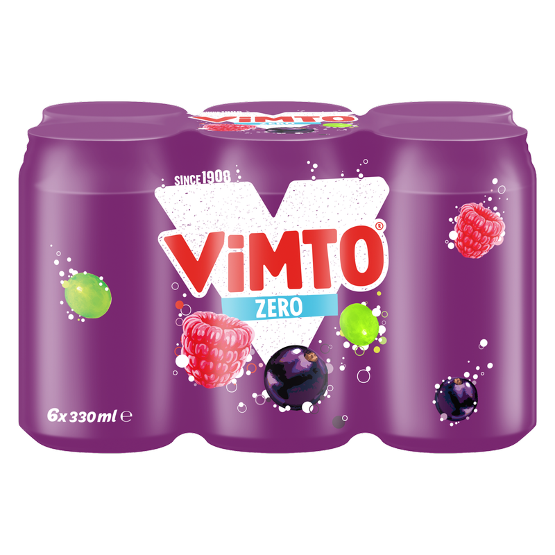 Vimto Original No Added Sugar Real Fruit Fizzy Cans, 6 x 330ml