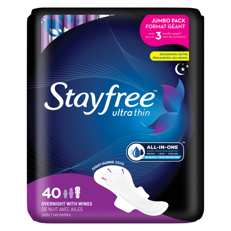 Stayfree Ultra Thin Overnight Pads Regular with Wings Pack of 40ct