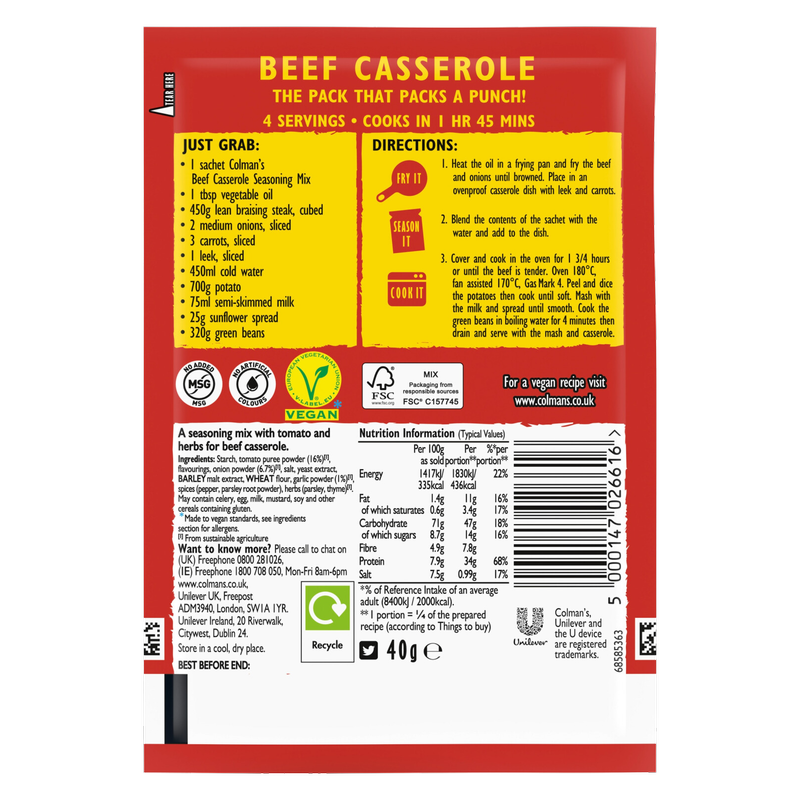 Colman's Beef Casserole Recipe Mix, 40g