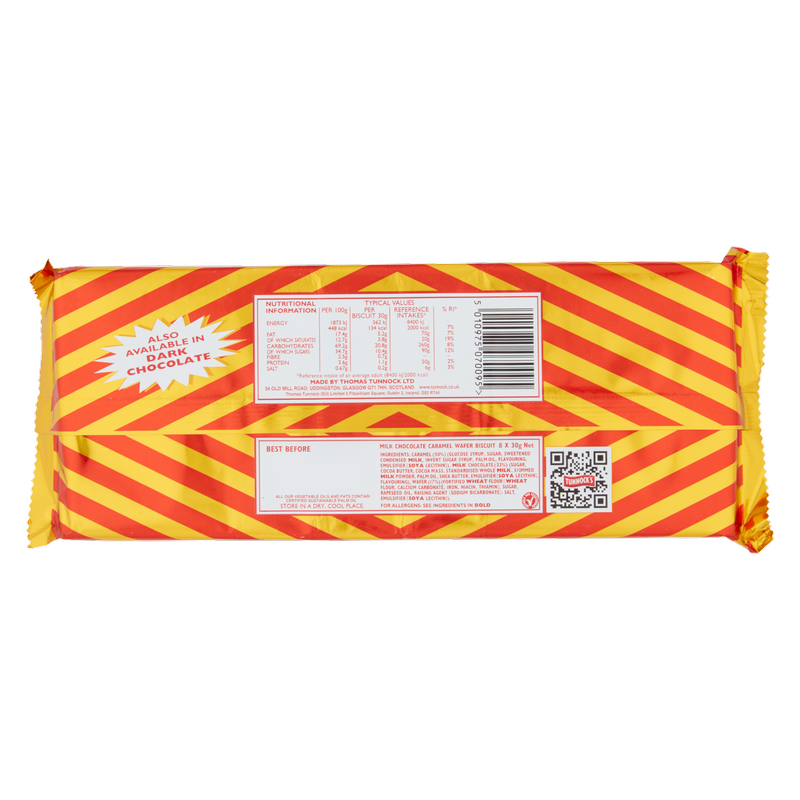 Tunnocks Caramel Wafer Biscuits, 8 x 30g