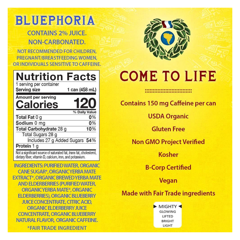 Guayaki Yerba Mate Organic Bluephoria 15.5oz Can